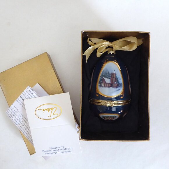 NEW 4.5” VALERIE PARR HILL QVC BOUTIQUE PORCELAIN MUSICAL EGG ORNAMENT - Picture 2 of 13